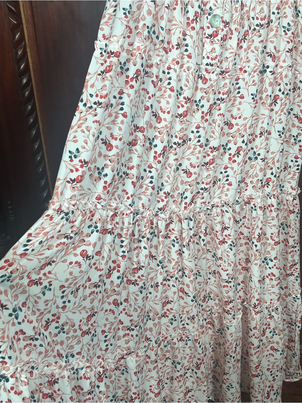 NWT Figueroa & Flower Boho Peasant Flowy Figure Flattering Smocked Tiered Maxi L - Picture 7 of 12
